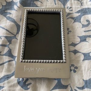 “Love You More” Mariposa silver frame holds 4”x6” photograph
